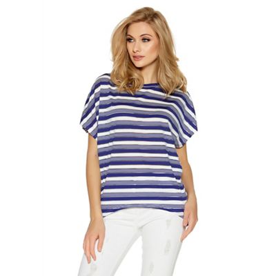 Navy and cream stripe batwing top